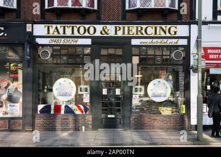 Electrikink Tattoo and Piercing shop in Guildford, Surrey, UK, January 2020 Stock Photo