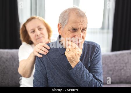 Elderly couple having communication problems, couple conflict Stock Photo