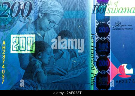 Botswana money - pula in the uv rays Stock Photo