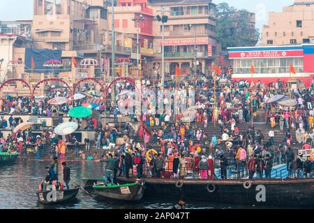 Dashashwamedh Ghat, Varanasi, Uttar Pradesh, India Stock Photo