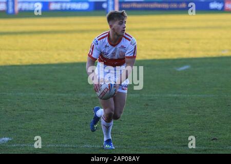 19th January 2020, Hull College Craven Park, Kingston upon Hull, England; Rugby League Pre Season, Hull Kingston Rovers v Featherstone Rovers : Mikey Lewis (20) of Hull KR runs with the ball Credit: David Greaves/News Images Stock Photo