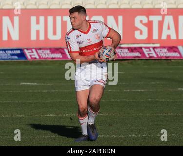 19th January 2020, Hull College Craven Park, Kingston upon Hull, England; Rugby League Pre Season, Hull Kingston Rovers v Featherstone Rovers : Robbie Mulhern (8) of Hull KR runs with the ball Credit: David Greaves/News Images Stock Photo