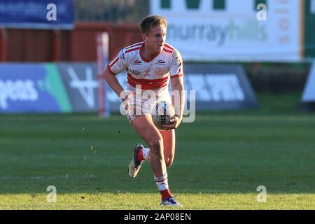 19th January 2020, Hull College Craven Park, Kingston upon Hull, England; Rugby League Pre Season, Hull Kingston Rovers v Featherstone Rovers : Jez Litten (18) of Hull KR runs with the ball Credit: David Greaves/News Images Stock Photo