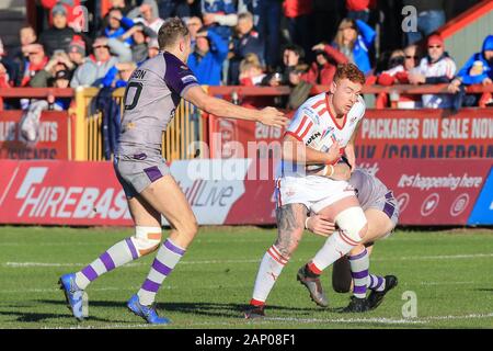 19th January 2020, Hull College Craven Park, Kingston upon Hull, England; Rugby League Pre Season, Hull Kingston Rovers v Featherstone Rovers : Harvey Livett (12) of Hull KR runs with the ball Credit: David Greaves/News Images Stock Photo