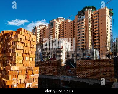 Chinese replacement buildings of the destroyed old part of the Oasis Stock Photo