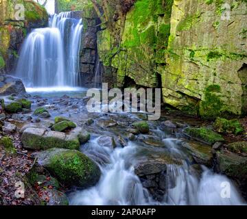 Lumsdale waterfall,Matlock,Derbyshire peak district,England ,UK Stock Photo