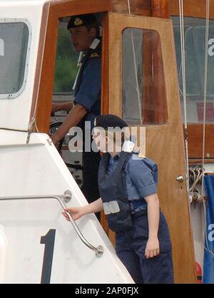 Prince William on the first day of training with the Royal Navy at Dartmouth Naval college, Devon in 2008. Stock Photo