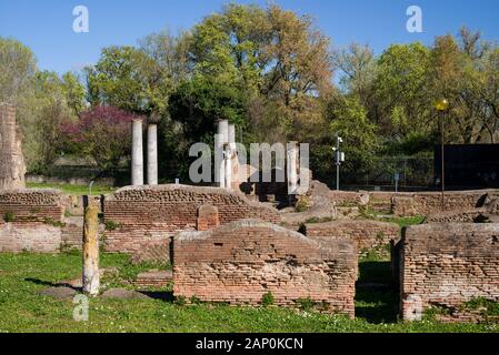 Rome. Italy. Ostia Antica. Remains of the Synagogue, ca. mid 1st century AD.  Regio IV Stock Photo