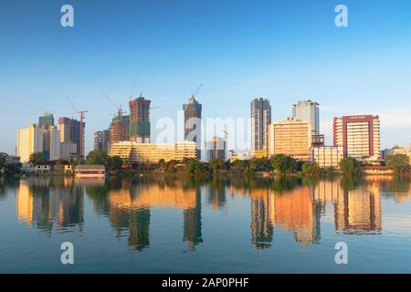 Skyscrapers being built around Beira Lake, Colombo, Sri Lanka Stock Photo