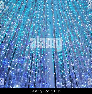 multicolored city led lights beams Stock Photo
