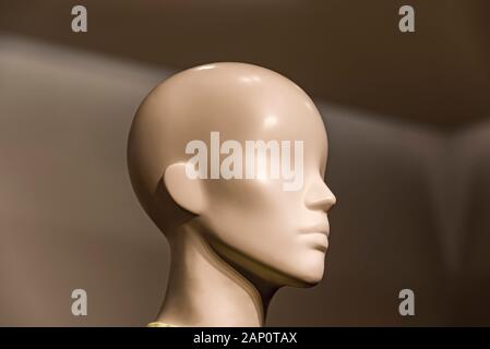 Head of a white mannequin at store background mannequin head Stock Photo