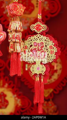 Tradition decoration of Chinese,translation:calligraphy mean best wishes and good luck for the coming chinese new year Stock Photo