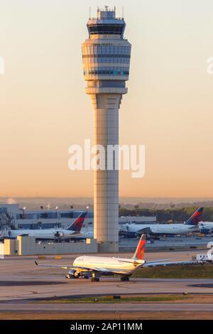 Atlanta, Georgia – April 3, 2019: Delta Air Lines Airbus A330-300 airplane at Atlanta airport (ATL) in Georgia. | usage worldwide Stock Photo