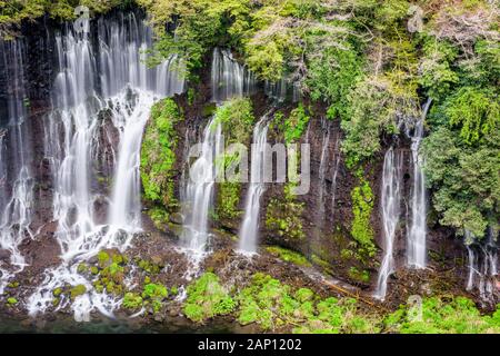 Shiraito Falls, Fujinomiya, Japan from above. Stock Photo