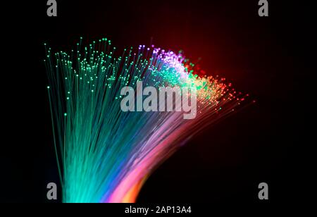 fiber optics network cable for ultra fast internet communications Stock Photo