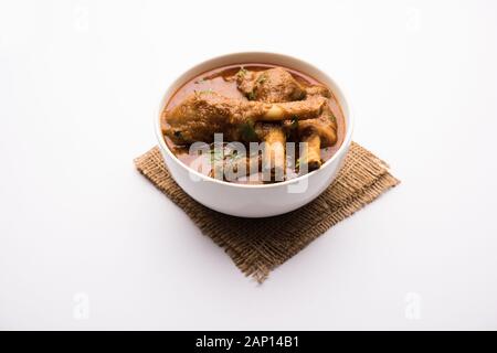 Hyderabadi Mutton Paya, Nehari, nazari or Nihari Masala. served with Naan and rice. selective focus Stock Photo