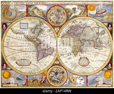 Old World Map, 17th Century, illustration, 1626