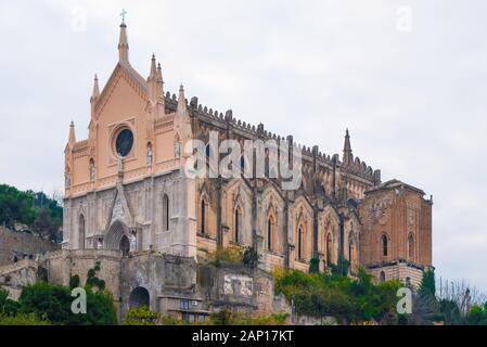 Gaeta (Italy) - The little port city on the sea, province of Latina, with 'Montagna Spaccata' broken mountain and 'Grotta del Turco' cave Stock Photo