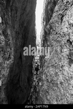 Gaeta (Italy) - The little port city on the sea, province of Latina, with 'Montagna Spaccata' broken mountain and 'Grotta del Turco' cave Stock Photo