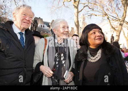 Westminster, UK, 20 Jan 2020: Lord Dubbs, Vanessa Redgrave and Diana Abbott MP at a rally outside Parliament to demand fair treatment for child refugees trying to join their families in the UK. Anna Watson/Alamy Live News Stock Photo