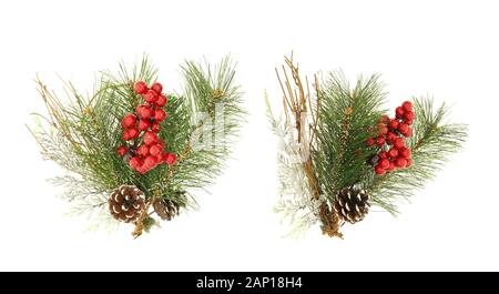 Christmas ornament with pine cone and branch isolated on white background. Stock Photo