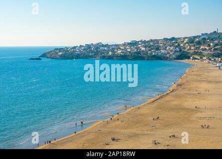 Gaeta (Italy) - The little port city on the sea, province of Latina, with 'Montagna Spaccata' broken mountain and 'Grotta del Turco' cave Stock Photo