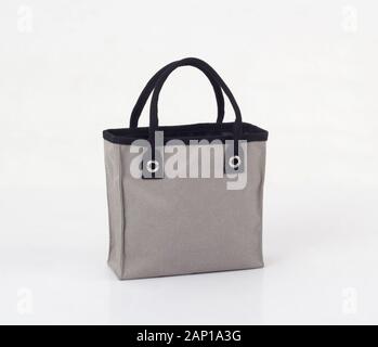 gray canvas bag isolated on white background, save global warming concept Stock Photo