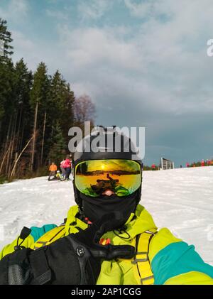 Snowboarder Wearing Scary Ski Mask Blue Stock Photo 1891487290