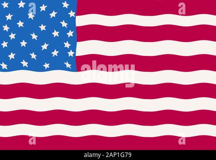 A folk art rendition of the American Flag Stock Photo