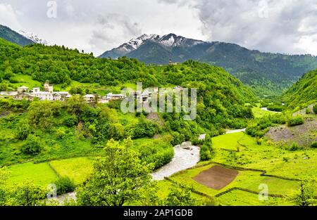 Nakipari village in Upper Svaneti, Georgia Stock Photo