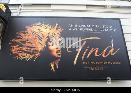 The Aldwych Theatre showing posters from the production Tina Turner in London. PA Photo. Picture date: Friday January 17, 2020. Photo credit should read: Luciana Guerra/PA Wire Stock Photo