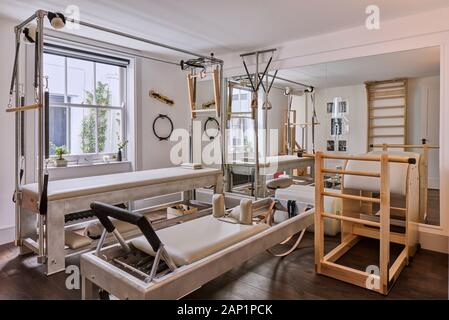 Main room with equipment. Zed Pilates Studio, London, United