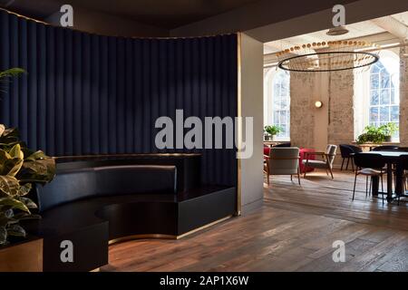 Seating area. Kindred, London, United Kingdom. Architect: Studio Shaw, 2018. Stock Photo