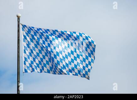 Bavarian flag and deep blue sky Stock Photo