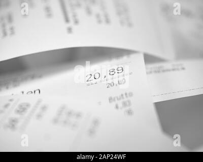 Sales slip  in a closeup Stock Photo