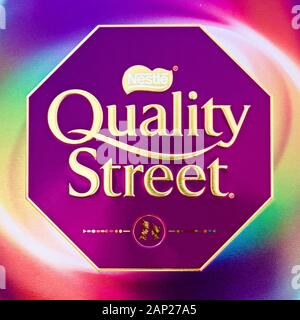 Tin of Quality Street chocolates Stock Photo