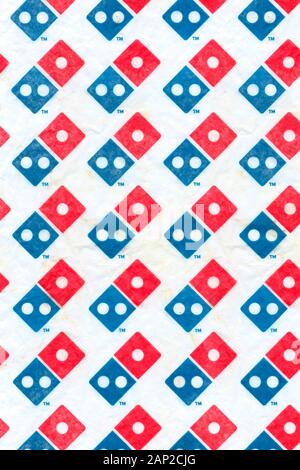 Domino's Pizza Wax Paper Food Basket Liner for desert snacks Stock Photo