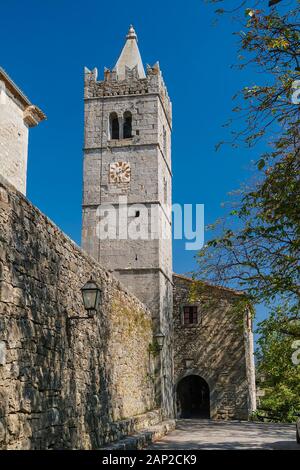 Fortress tower in the small town Hum in Istria. Croatia Stock Photo