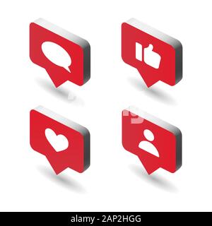 Internet notification 3d symbols Stock Vector