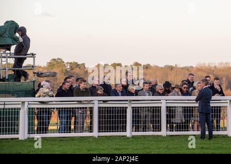 Ascot, Berkshire, UK. 18th Jan, 2020. Ascot, Berkshire, UK. 18th Jan, 2020. Racegoers learn about horse racing before the Bet365 Handicap Steeple Chase. Credit: Maureen McLean/Alamy Stock Photo