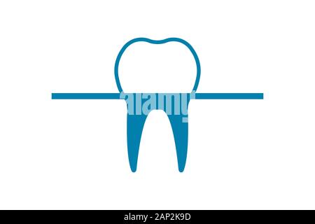 Dental clinic logo. Tooth in the form of an iceberg in the ocean. Vector illustration on a white background. Stock Vector