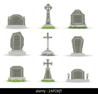 Cartoon gravestones and tombs Stock Vector