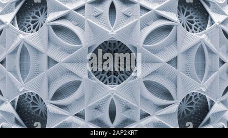 closeup 3d illustration of high resolution star shaped abstract geometric white pattern texture background Stock Photo