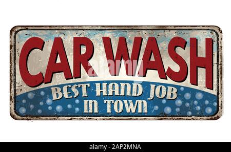 Car wash vintage rusty metal sign on a white background, vector illustration Stock Vector