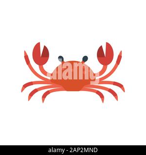 Red crab vector illustration. Sea creature in flat design Stock Vector