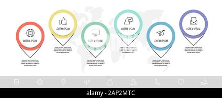 Vector infographic with 4 pins and circles. Used for four diagrams ...