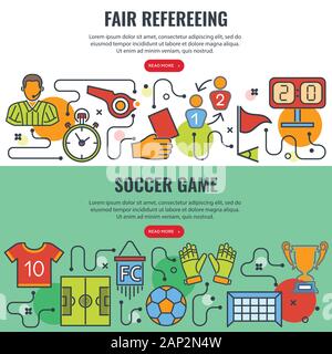 Fair Refereeing and Soccer Game Banners Stock Vector