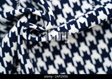 Fabric with goose foot pattern. Crumpled fabric background Stock Photo