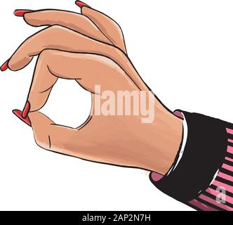 Female hand showing ok, on a white background Stock Vector
