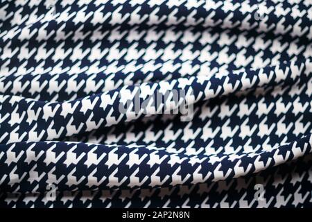 Fabric with goose foot pattern. Crumpled fabric background Stock Photo